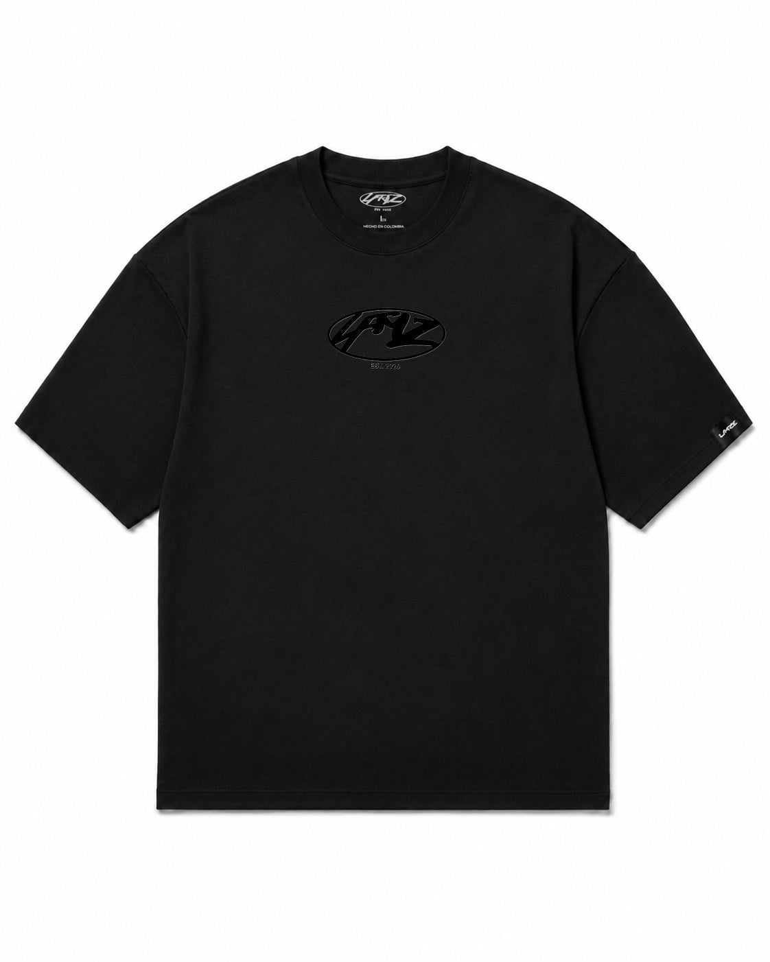 Camiseta En Algodon Premium Logo Ovalo Negro Color Negro
