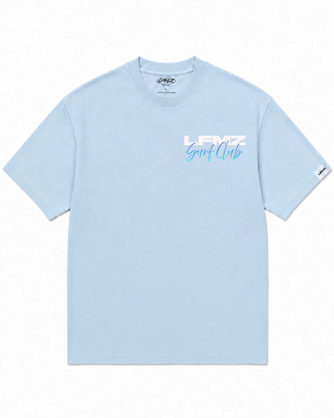 Camiseta En Algodon Premium Surf Table Color Azul Medio