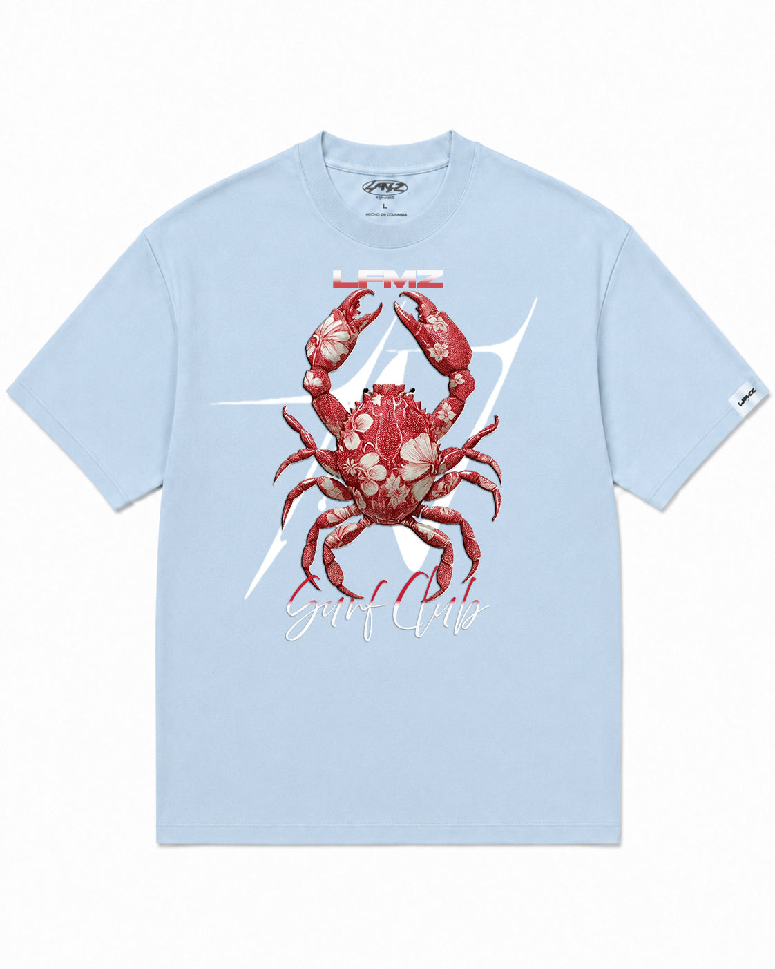 Camiseta En Algodon Premium Surf Club Color Azul Medio