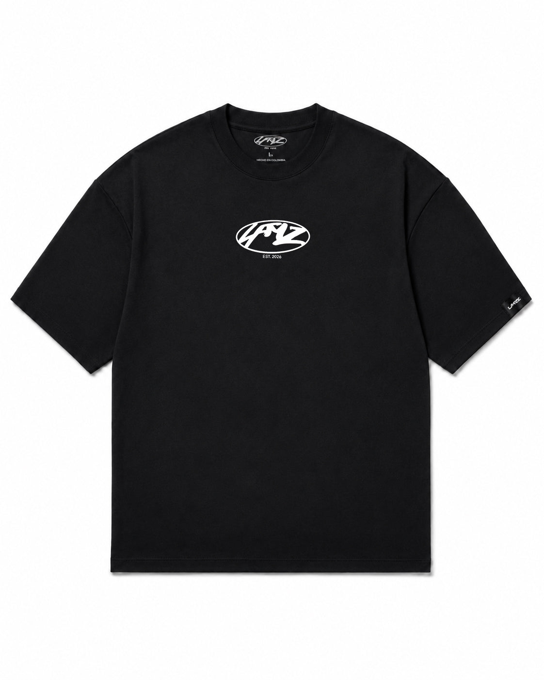 Camiseta En Algodon Premium Logo Ovalo Blanco Color Negro