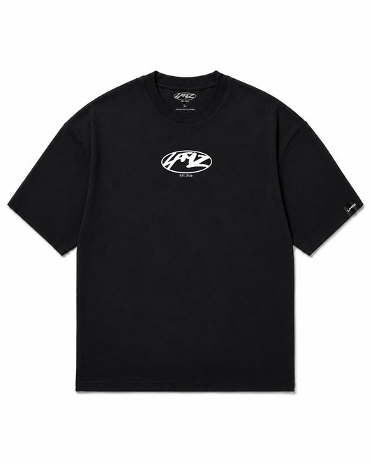 Camiseta En Algodon Premium Logo Ovalo Blanco Color Negro