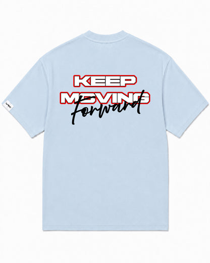 Camiseta En Algodon Premium Keep Moving Color Azul Medio