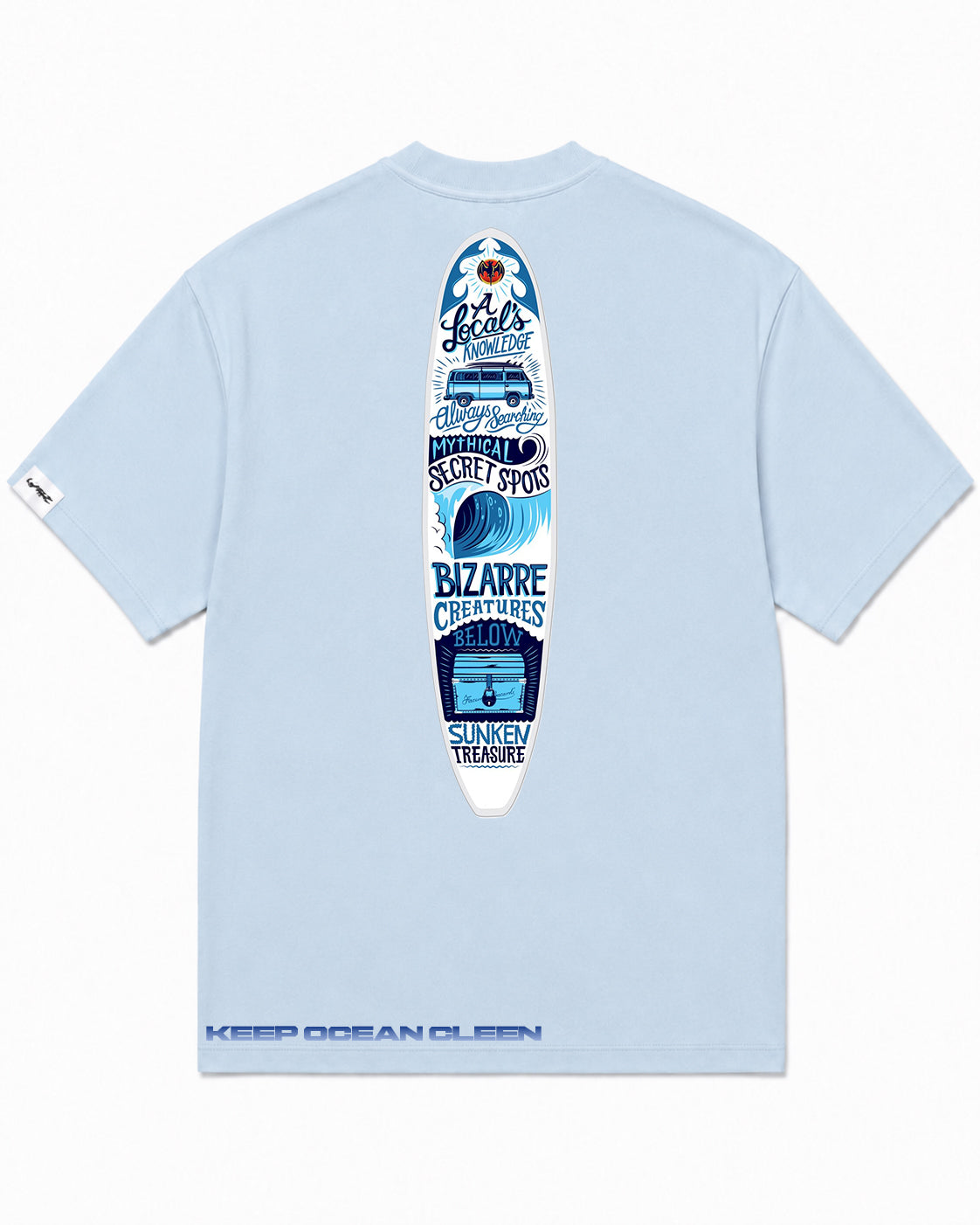Camiseta En Algodon Premium Surf Table Color Azul Medio