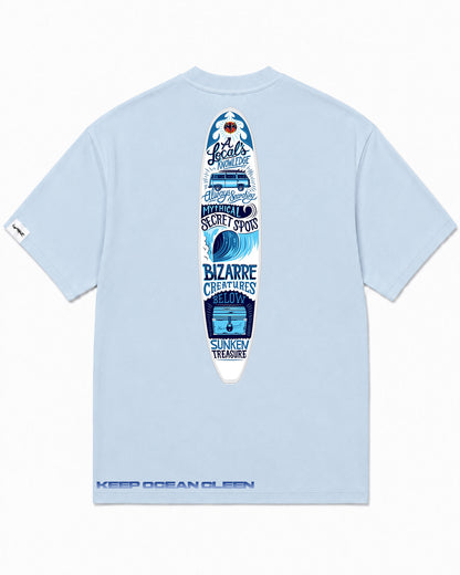 Camiseta En Algodon Premium Surf Table Color Azul Medio
