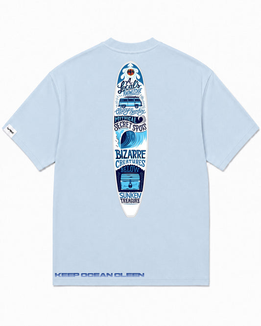 Camiseta En Algodon Premium Surf Table Color Azul Medio