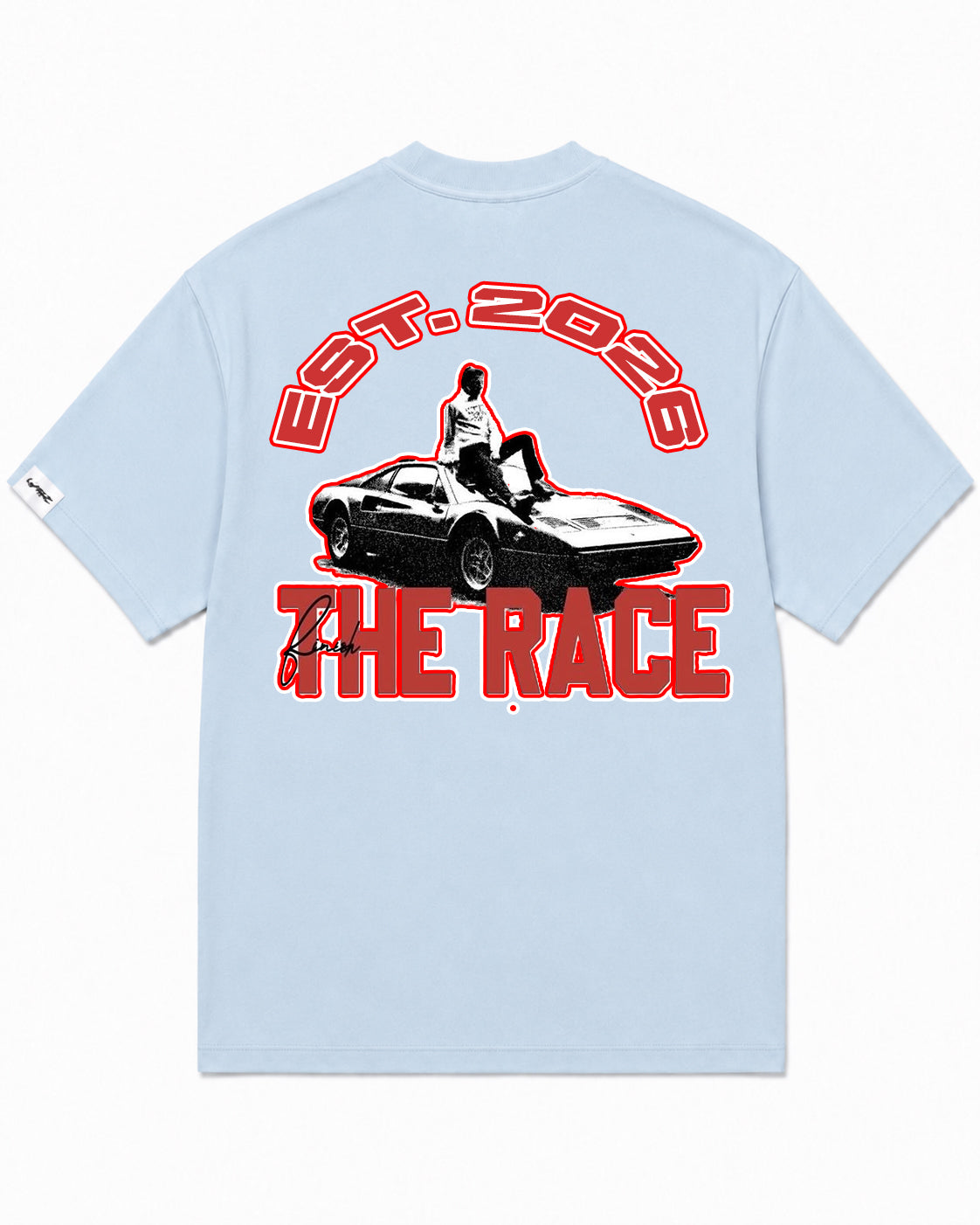 Camiseta En Algodon Premium The Race Color Azul Medio