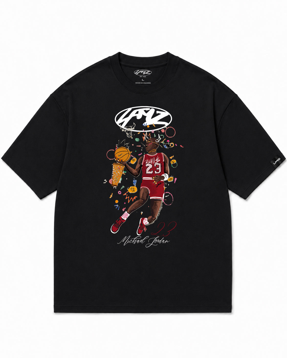 Camiseta En Algodon Premium Mj Champion Color Negro