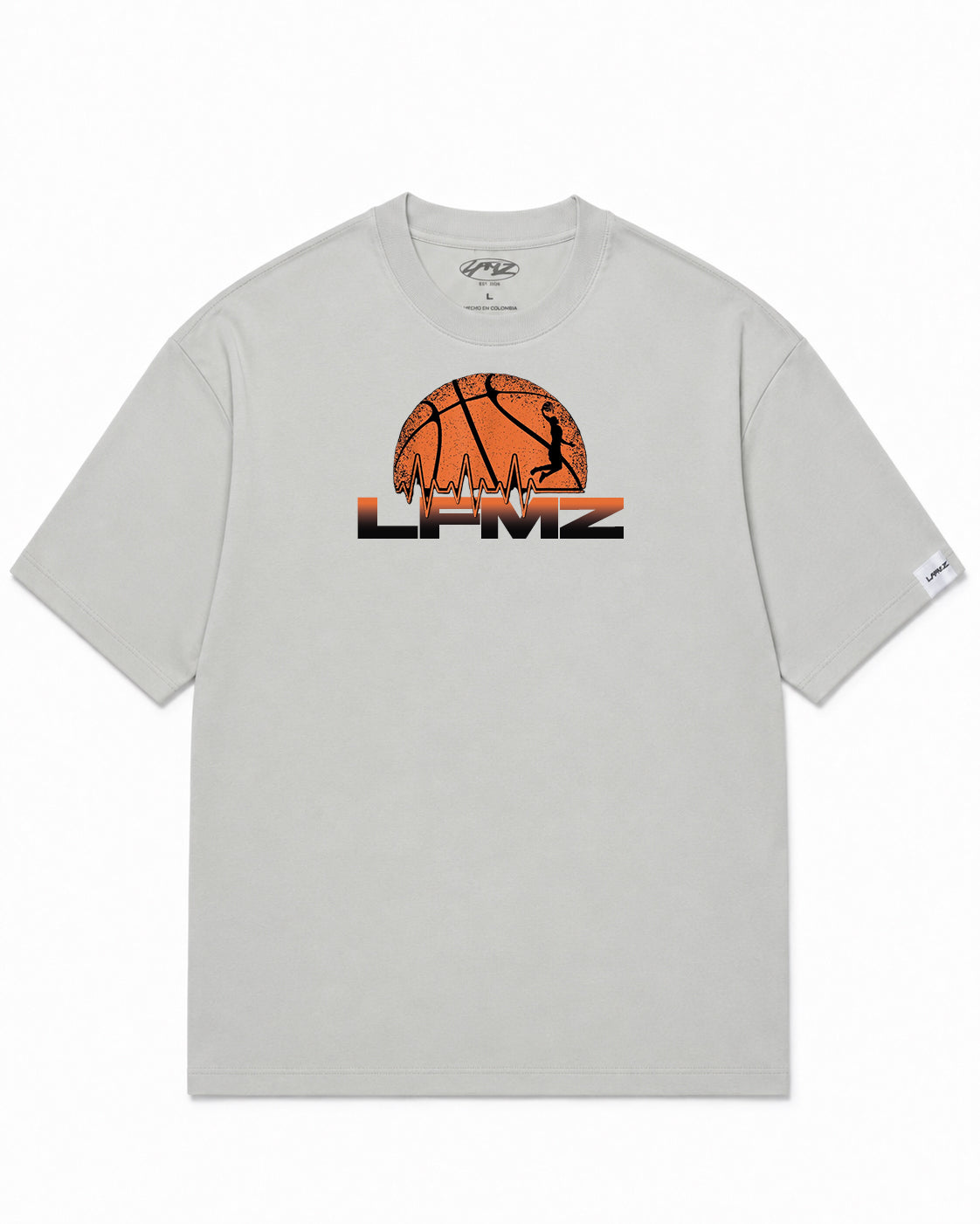 Camiseta En Algodon Premium Lfmz Basquet Color Cemento