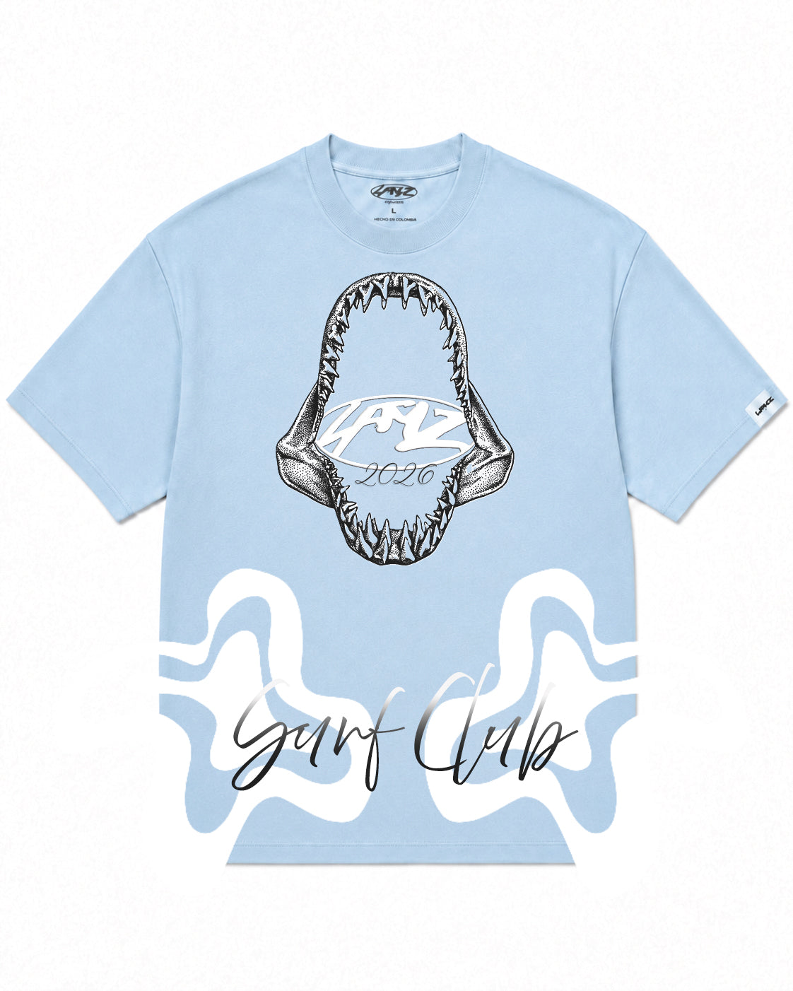 Camiseta En Algodon Premium Shark Color Azul Medio